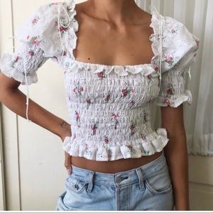 For Love and Lemons Tarte Eyelette Top in Floral
